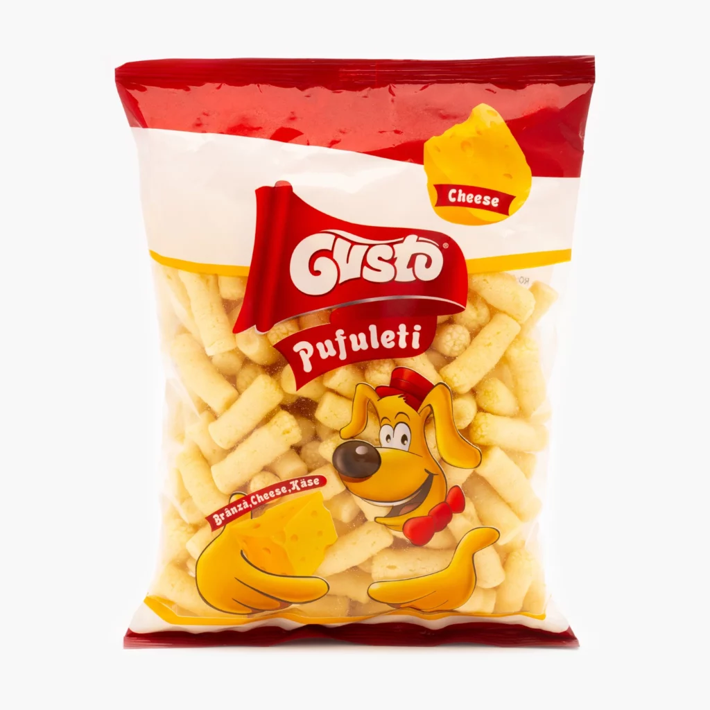 Pufuleti cu cascaval  Sýrové křupky  Gusto 80g